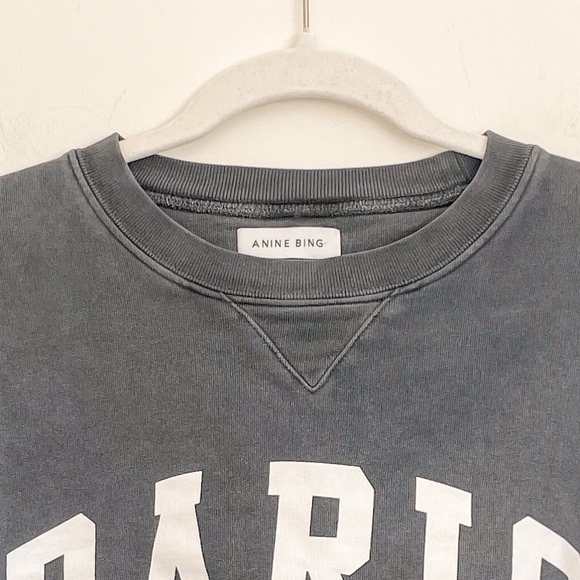 Anine Bing Ramona Paris Sweatshirt Washed Black M - Picture 6 of 10